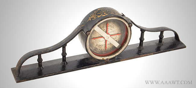Clinometer, Inclinometer, Mantle Clock Style, William B. Melick Patent, Circa 1890
Exceptional Form, Ornate Gold Painted Details, Engraved Face, entire view